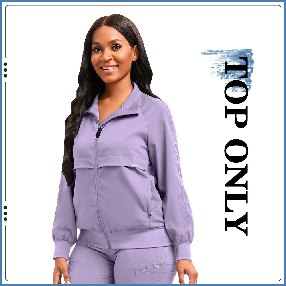 Scrubs Medical Uniform Women Long Sleeved Jacket High-quality Hospital Accessories Unisex Nurse Doctor Dentist Workwear Overcoat