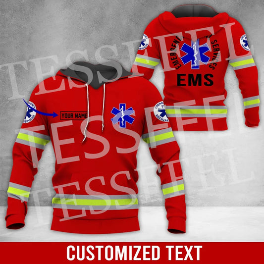 Custom Name Cosplay EMS EMT Medical Paramedic Nurse Worker Tattoo Retro 3DPrint Pullover Harajuku Jacket Casual Funny Hoodies Q3