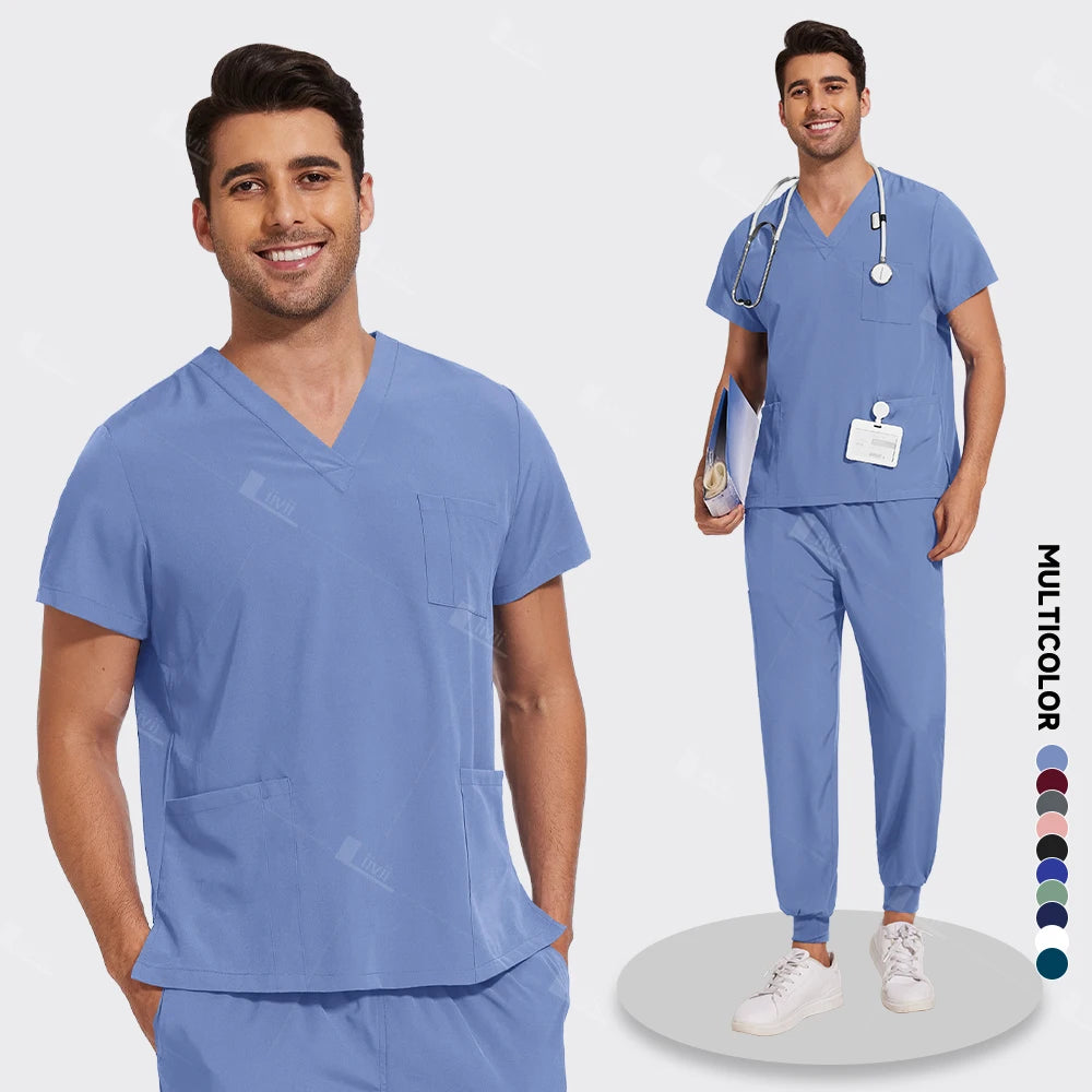 Doctor Nurse Surgical Workwear Medical Scrubs Uniforms Women Men Jogger Set Hospital Accessories Operating Room Wholesale Price