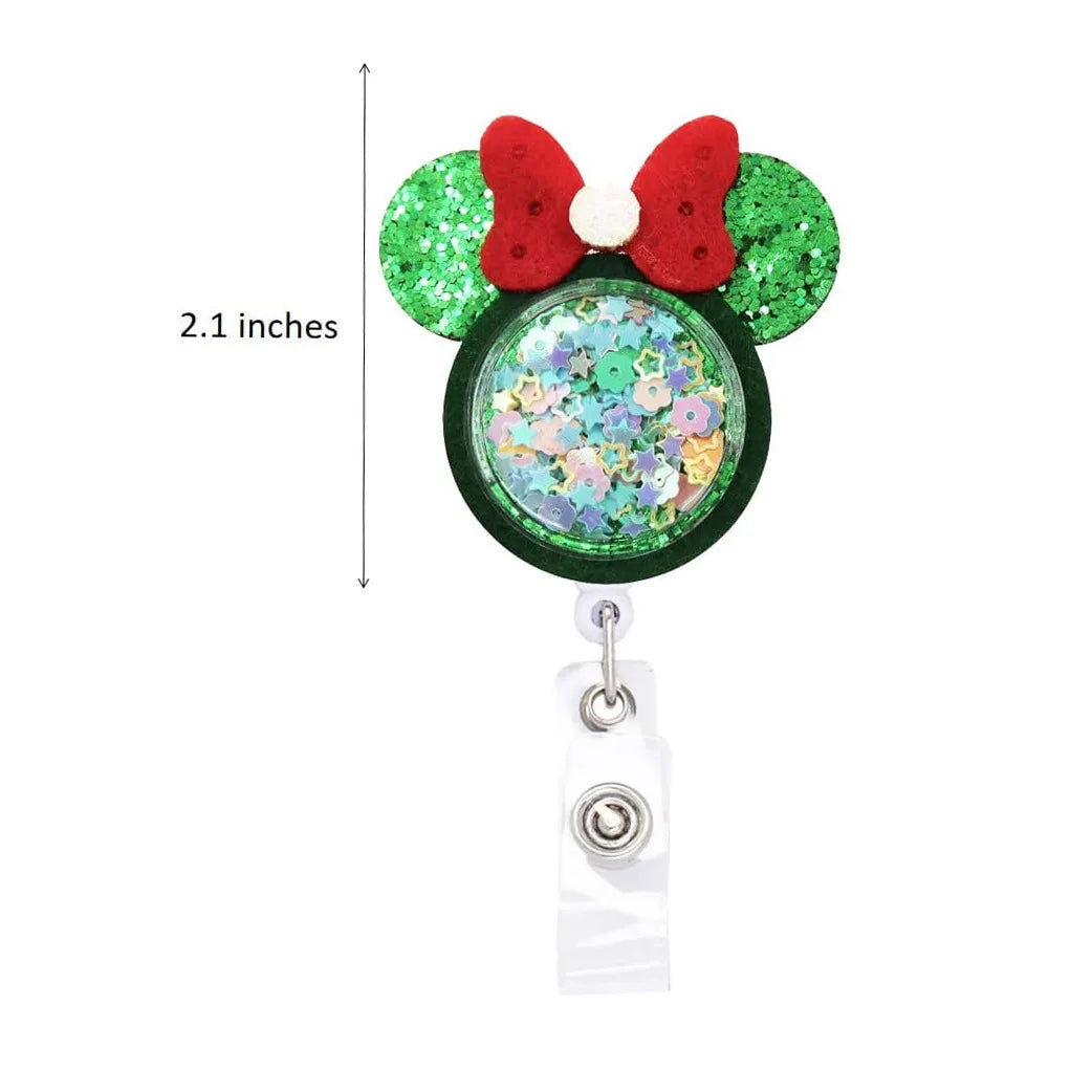 Cartoon Mouse Merry Christmas Style Badge Reel Nurse Workers Enfermera ID Holder Retractable Name Card Holder Accessory