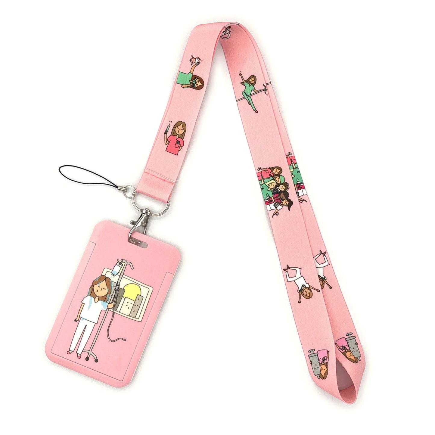 Nurse Life Lanyard Credit Card Holder Neck Strap Cartoon Business Keychain Hang Rope ID Badge Holder Lariat Lasso