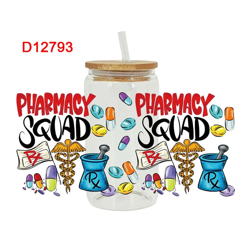 3D UV DTF Transfers Stickers 16oz Cup Wraps Nurse Day Printed For DIY Glass Ceramic Metal Leather Etc. D12793