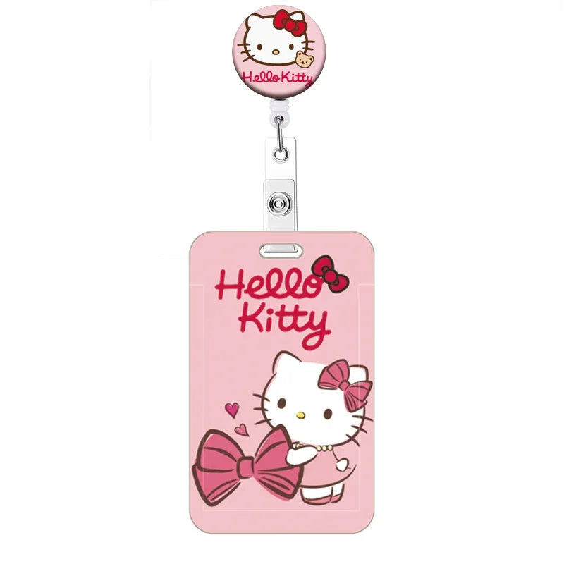 Cartoon Hello Kitty Retractable Clip ID Card Holder Women Door Badge Reel Yoyo Girls Cardholders Nurse Hang Credential Buckle