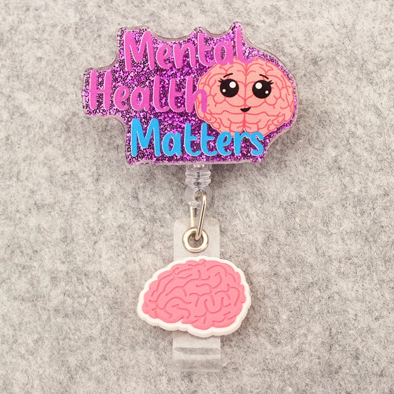 Cartoon Uterus And Brain Doctor Nurse Style Rotate Clip Retractable Badge Reel Card Holder Exhibition Name Card Parts