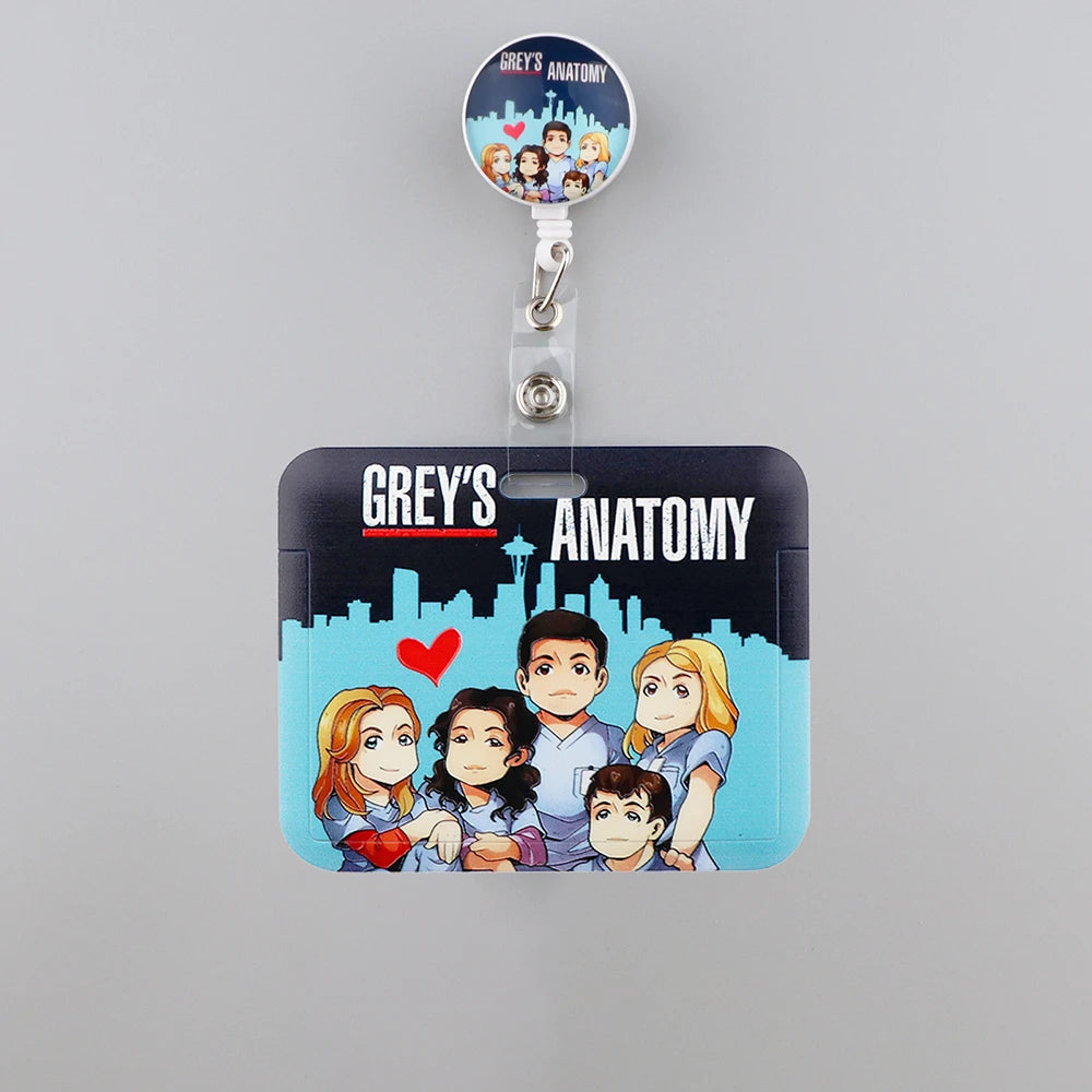 Grey's Anatomy Retractable Badge Holder Reel Nurse Exhibition Card Holder Doctor ID Card Chain Clips School Student Office