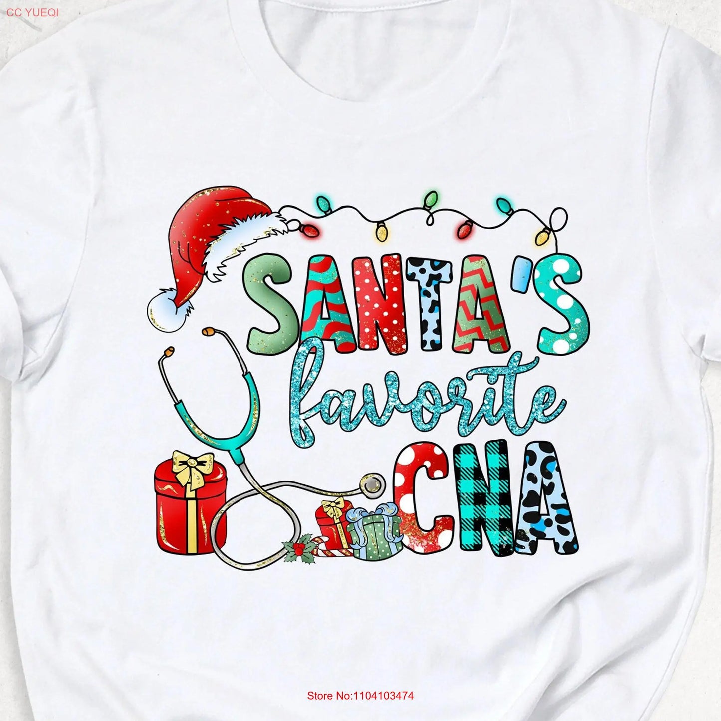 Santa's Favorite CNA Christmas T Shirt Nursing AssistanT Nurse Party Santa Certified long or short sleeves