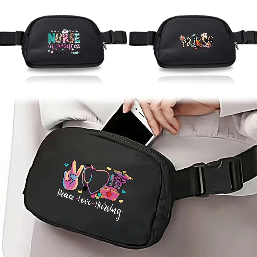 Waist Bag Zipper Fanny Pack Chest Bag Outdoor Sports Waterproof  Phone Organizer Printing Nurse Series Women's Crossbody Bags