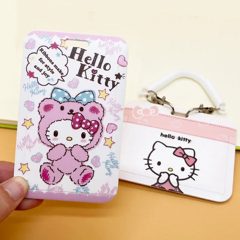 Anime Sanrio Cute Girl Heart Card Holder Set Hello Kitty Doctor Nurse ID Cards Listing Badge Lanyard  Buckle Retractable ID Card