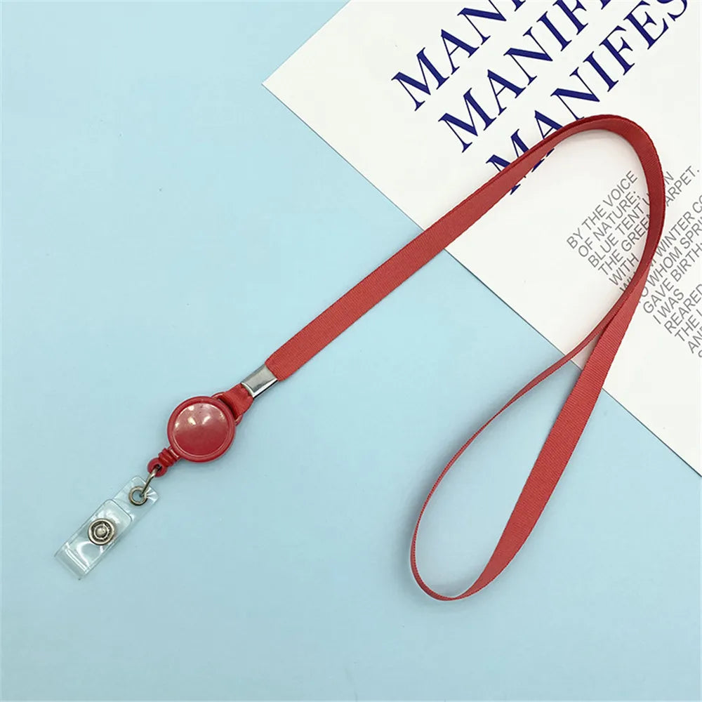 Long Retractable Badge Reel Lanyard Name Tag Card Badge Holder Universal Office Work Card Id Hanging Rope Necklace Strap Supplie