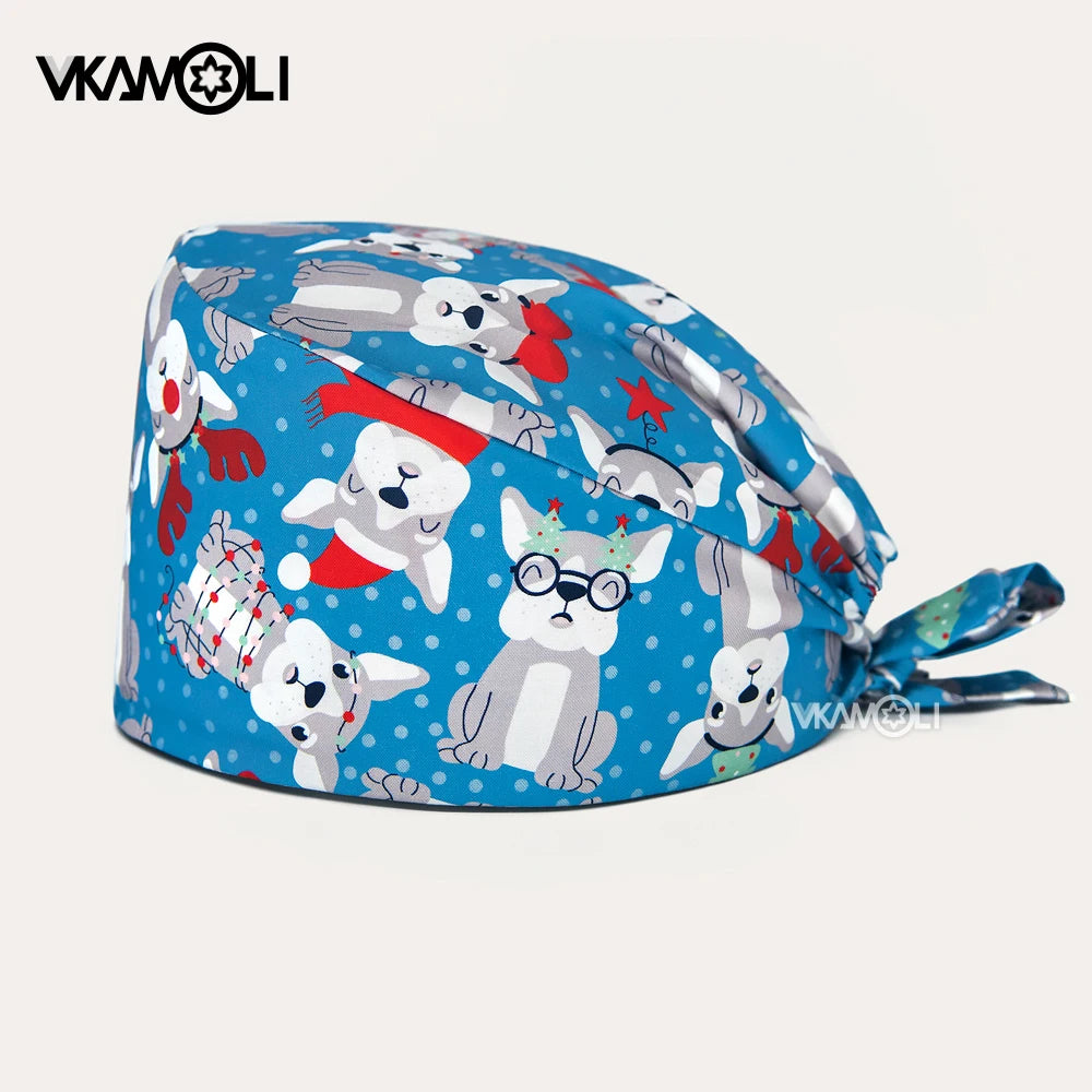 wholesale Cartoon scrub cap Christmas Gift For Doctor nurse New Year Supplies medical accessories Health service work Caps