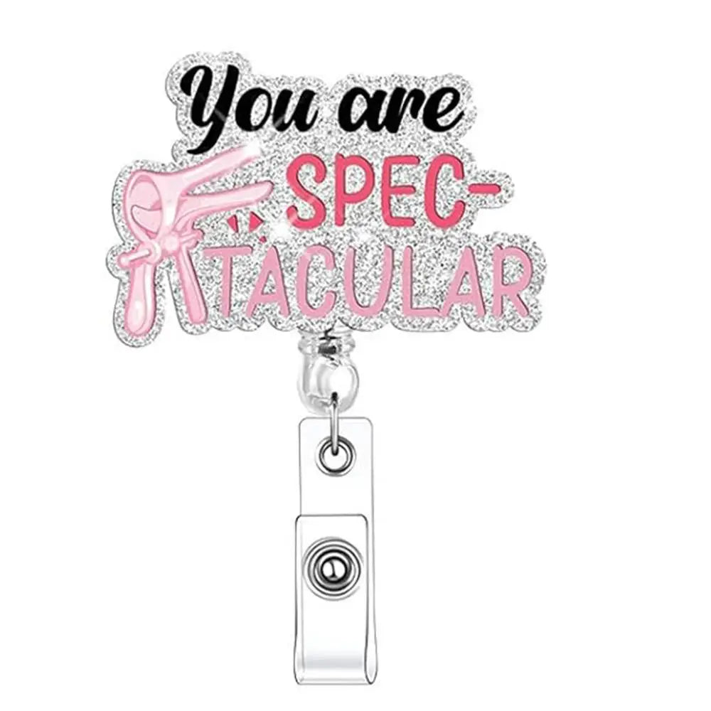 Shiny Acrylic  Medical Supplies Doctor Nurse Badge Reel Retractable Id Badge Holder With 360 Rotating Alligator Clip Name Holder