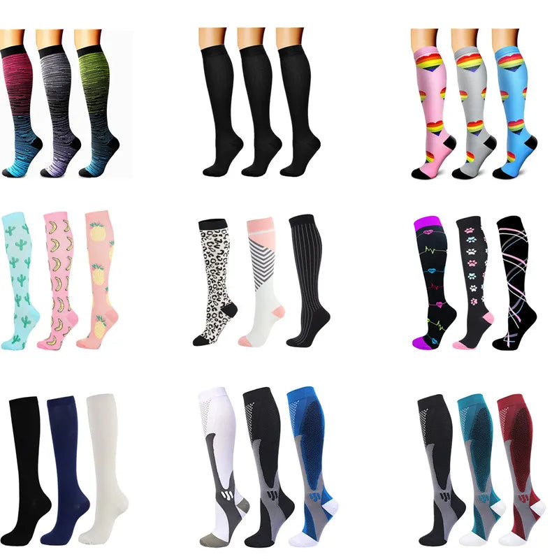 Dropship Compression Socks Knee High Running Men Women Socks Best For Athletic Nursing Outdoor Hiking Flight Travel Stockings