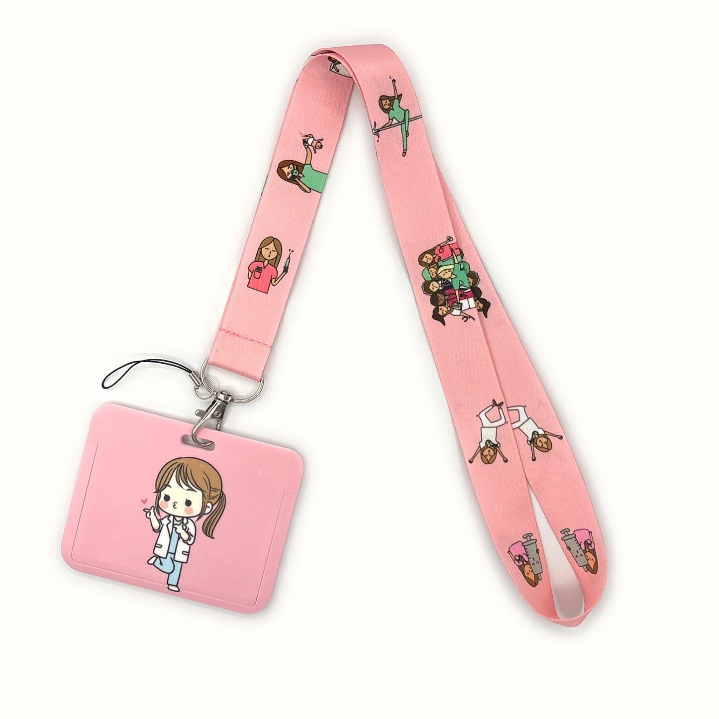 Nurse Life Lanyard Credit Card Holder Neck Strap Cartoon Business Keychain Hang Rope ID Badge Holder Lariat Lasso