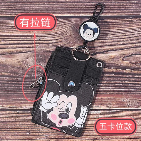 Unisex 5 Bits Badge Reel Business Named Card Holder Identity Lanyard PU Neck Strap Card Bus ID IC Holders With Coin Purse