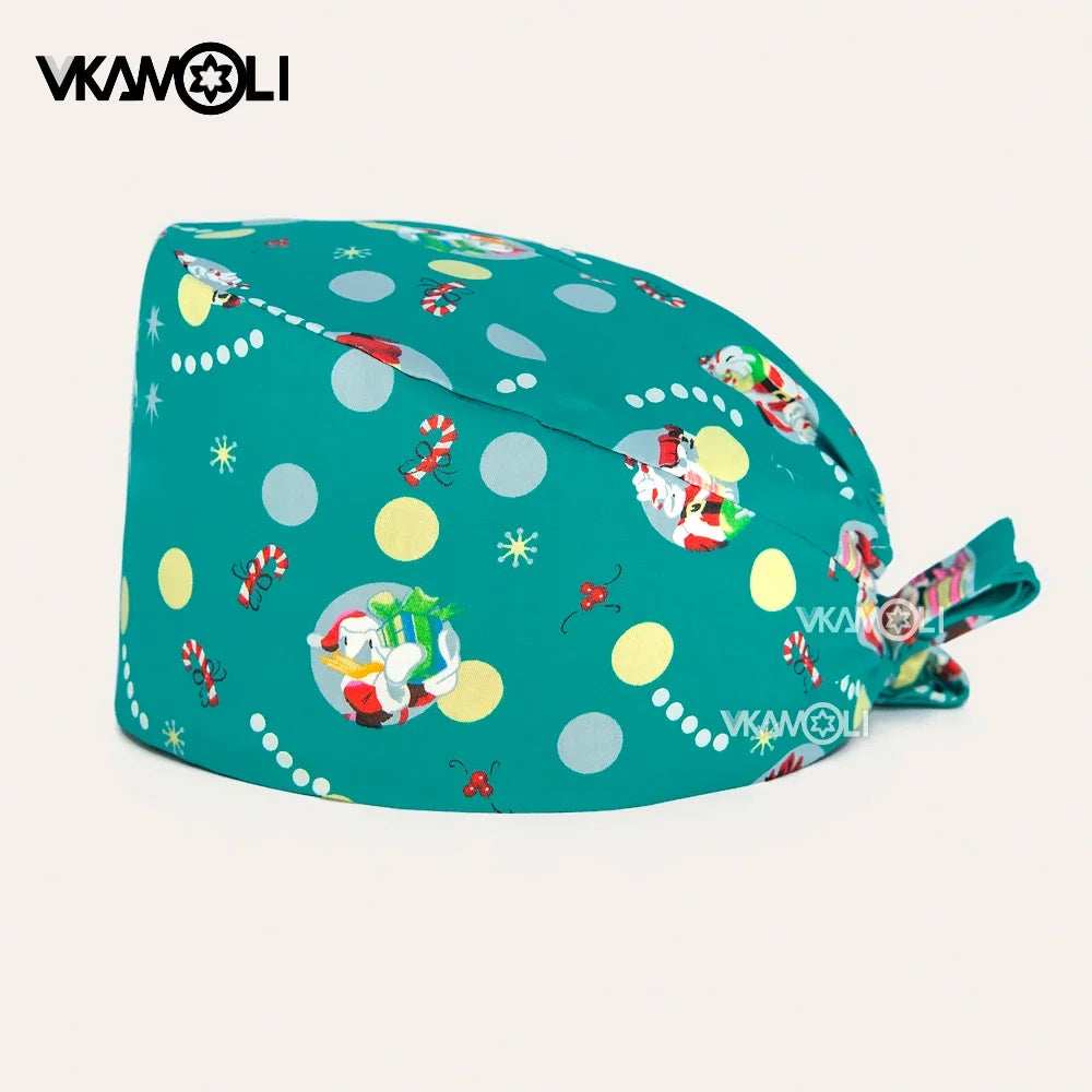 wholesale Cartoon scrub cap Christmas Gift For Doctor nurse New Year Supplies medical accessories Health service work Caps