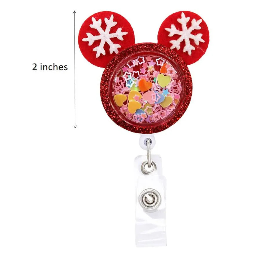 Cartoon Mouse Merry Christmas Style Badge Reel Nurse Workers Enfermera ID Holder Retractable Name Card Holder Accessory