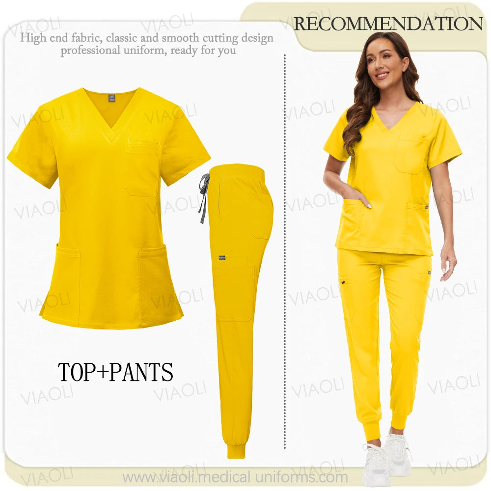 Unisex Medical Uniforms Men Women Nursing Clothes Beauty Costume Nurse Scrubs Sets Doctor Dentist Workwear Clinical Tops Pants