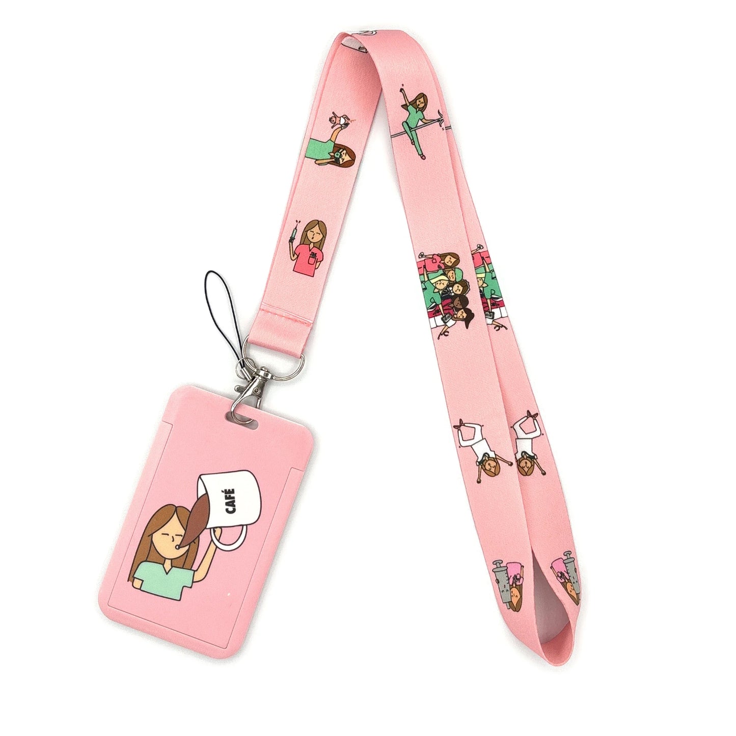 Nurse Life Lanyard Credit Card Holder Neck Strap Cartoon Business Keychain Hang Rope ID Badge Holder Lariat Lasso