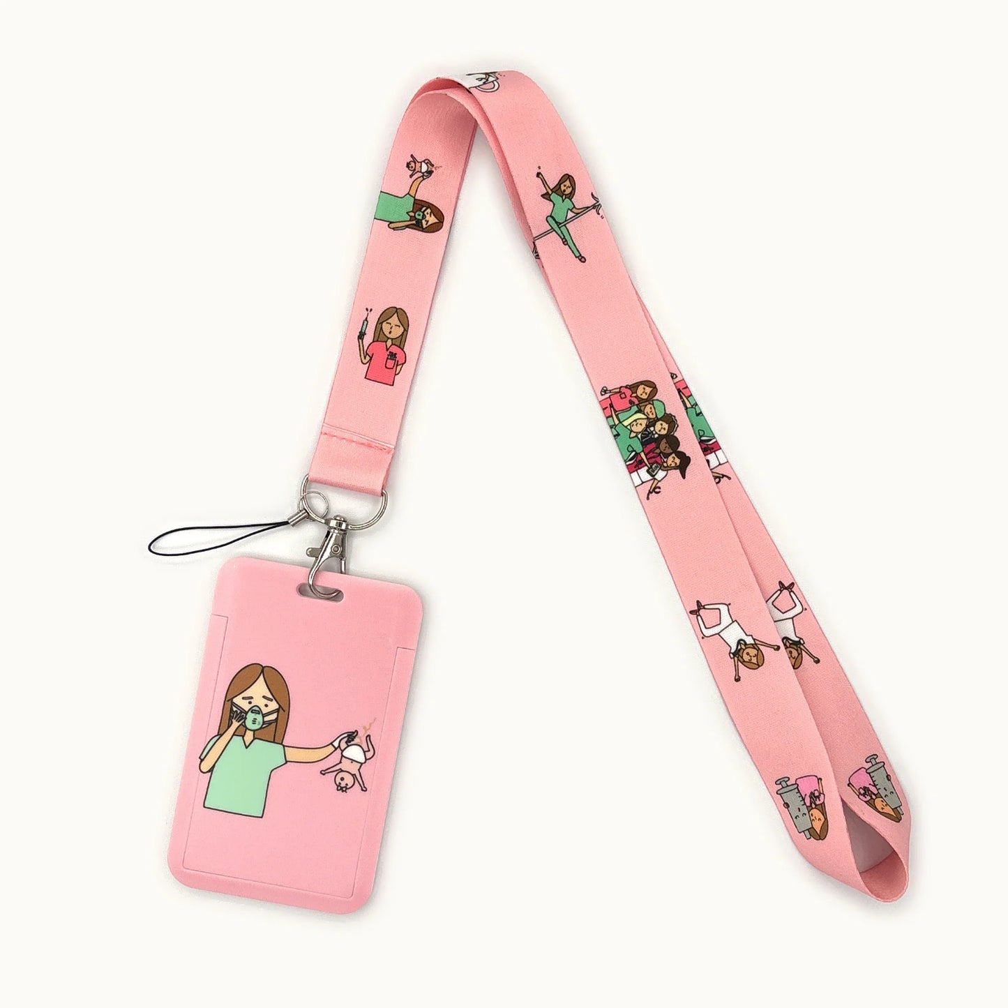 Nurse Life Lanyard Credit Card Holder Neck Strap Cartoon Business Keychain Hang Rope ID Badge Holder Lariat Lasso