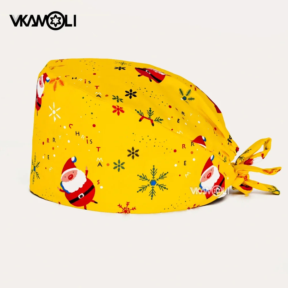 wholesale Cartoon scrub cap Christmas Gift For Doctor nurse New Year Supplies medical accessories Health service work Caps