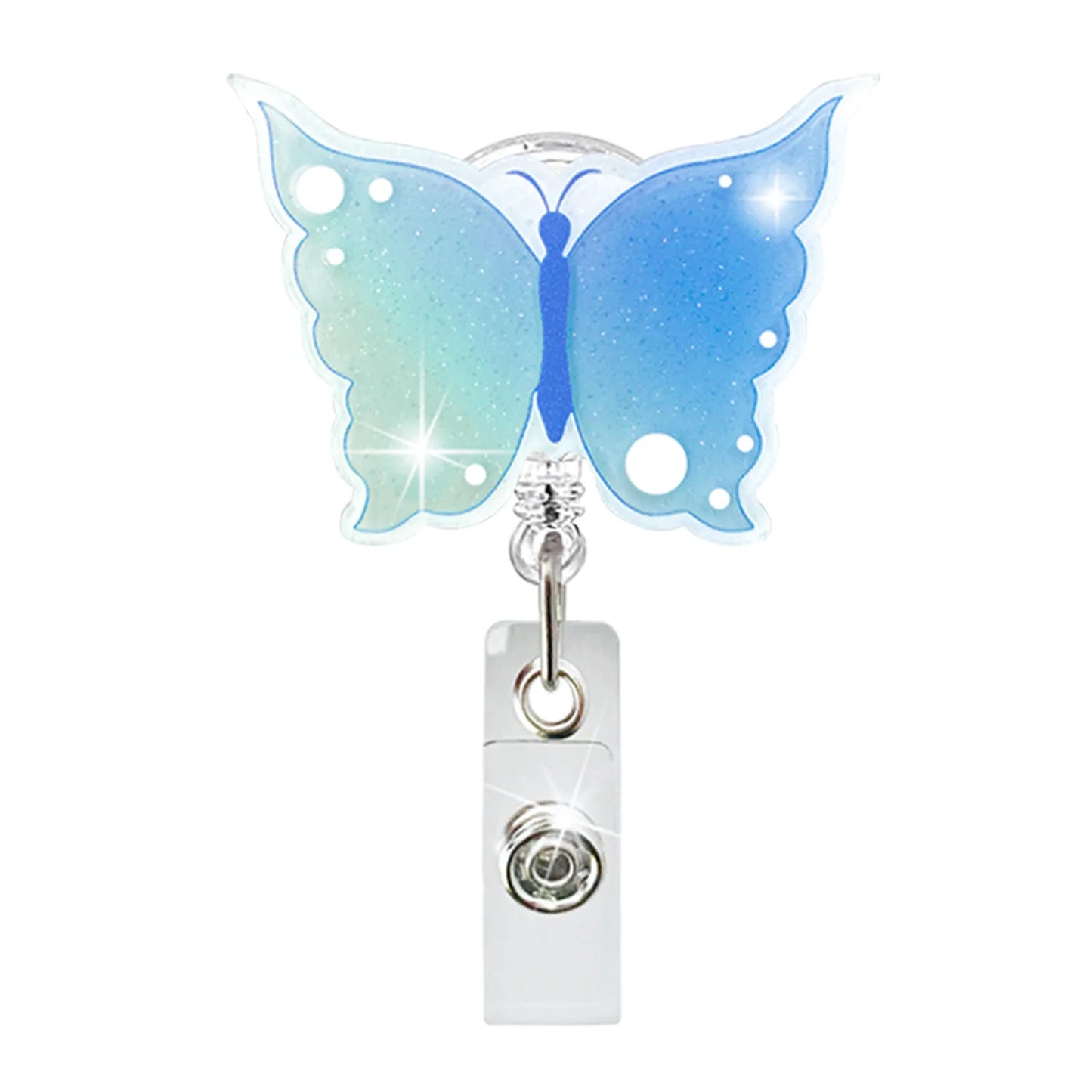 Work Card Clips Butterfly Crystal Chest Card Retractable Badge Reel Nurse Badge Clip Hospital Badge Holder ID Card Clips