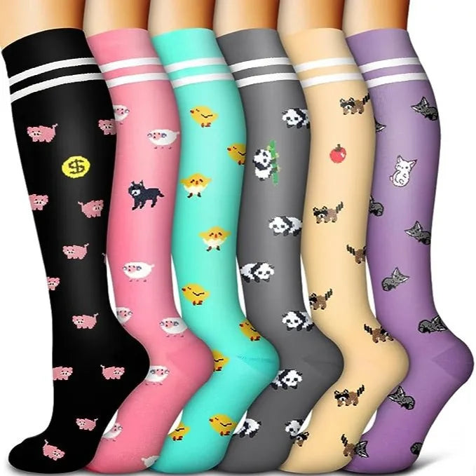 Animal Fruit Compression Socks for Men Women Running Nurse Compression Socks Nurses Sport 6 PAIRS Ladies Lady Womens Running