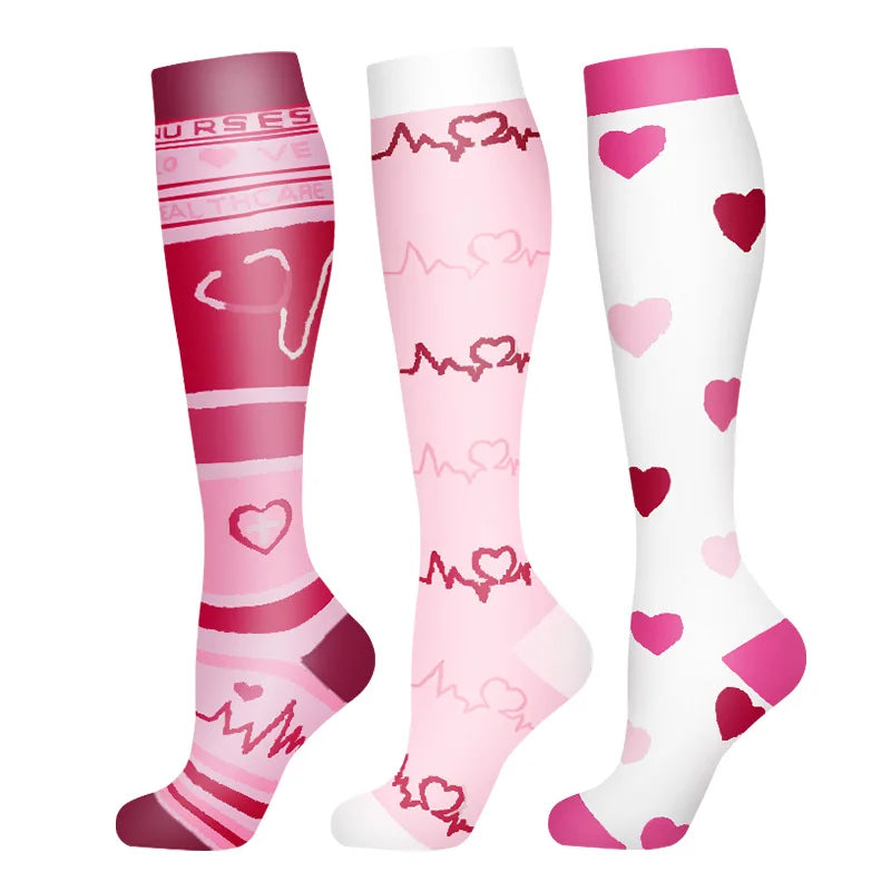 3/6Pairs Compression Socks Outdoor Sports Riding Compress Stretch Stockings Nurse Calf Pressure Leg Socks Swollen Varicose Veins