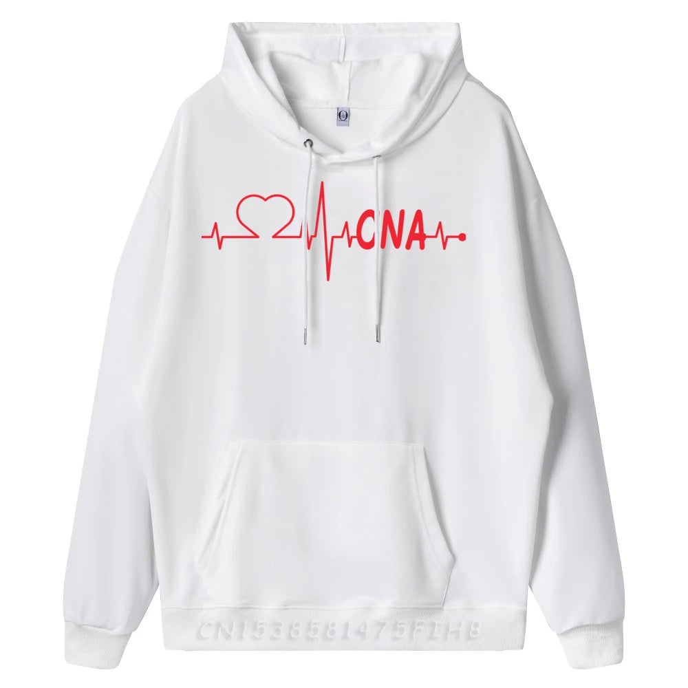 CNA Certified Nursing Assistant Medical Nurse job Heartbeat Men Sweatshirts High Quality Polyester Fiber Hoodies Men Halloween