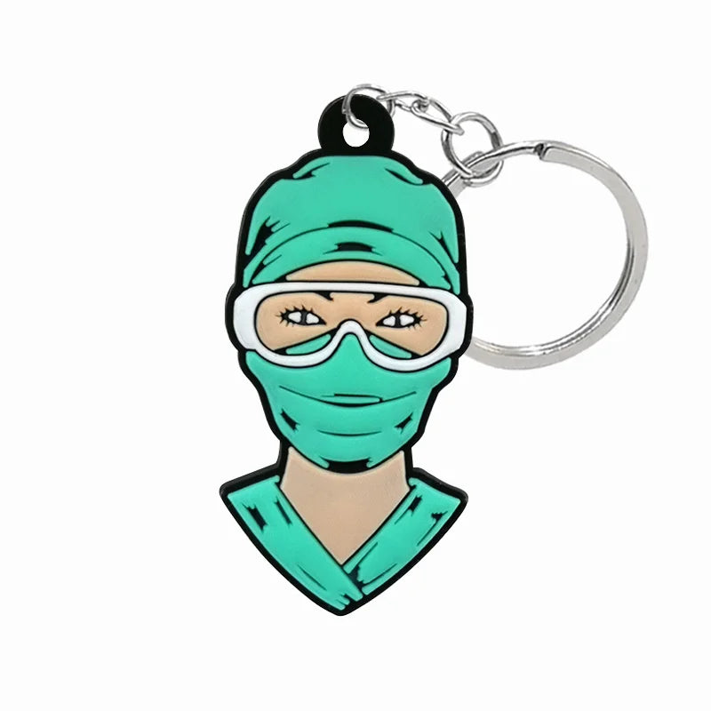 1PCS PVC Rubber Hot Keychain for nurses New Design Medicine Style Heart & Brain Car Key Pendant Cute Bag Ornament Gift