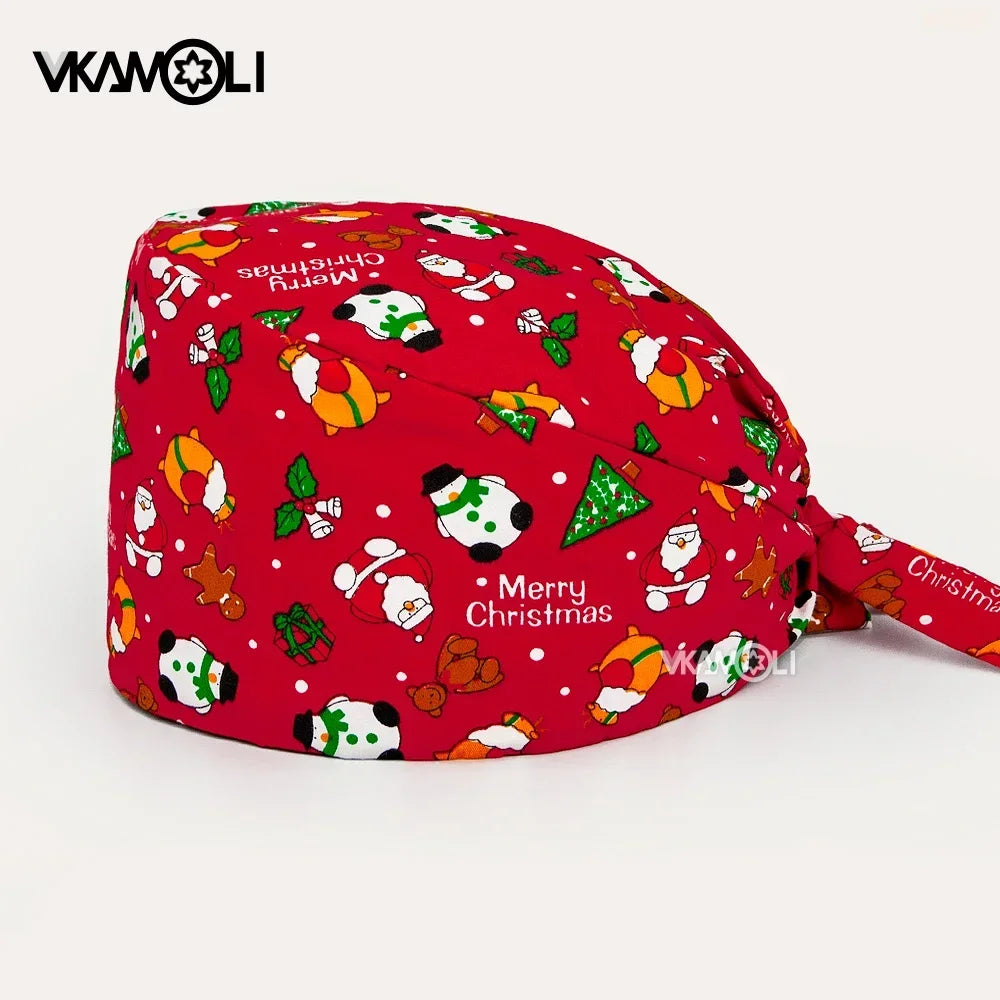 2024 NEW Christmas Scrub cap Surgical Hats Working Cap For Women Men Nursing Scrub hat medical nurse accessories