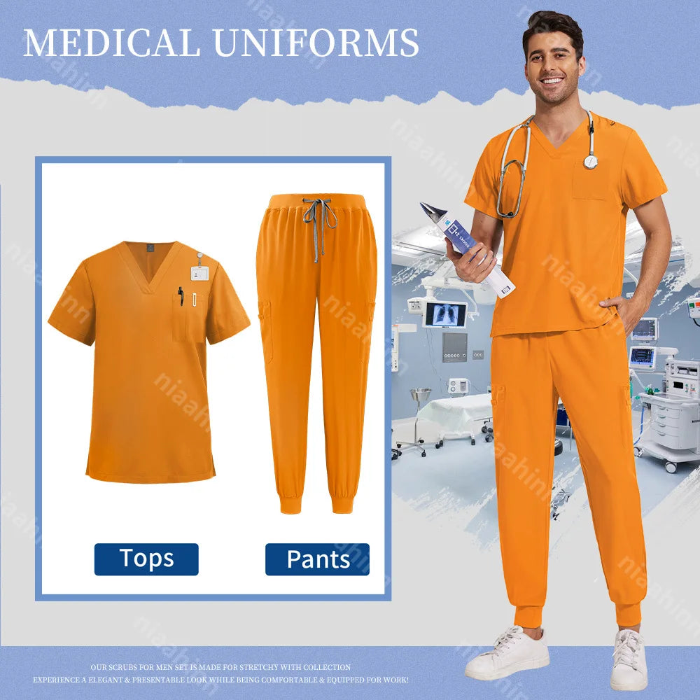 Operating Room Scrub Suit Medical Uniform Hospital Doctor Work Sets Medical Accessories Dental Surgical Suits Workwear Wholesale