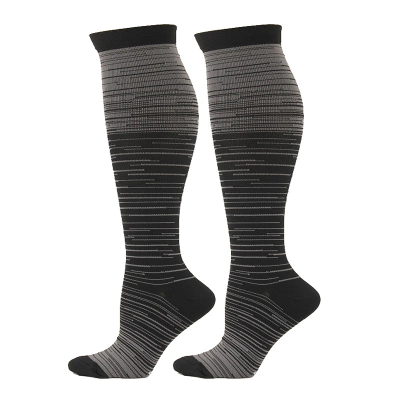 Pressure Socks Striped Gradient Compression Stockings for Men and Women Compression Socks for Cycling Sport