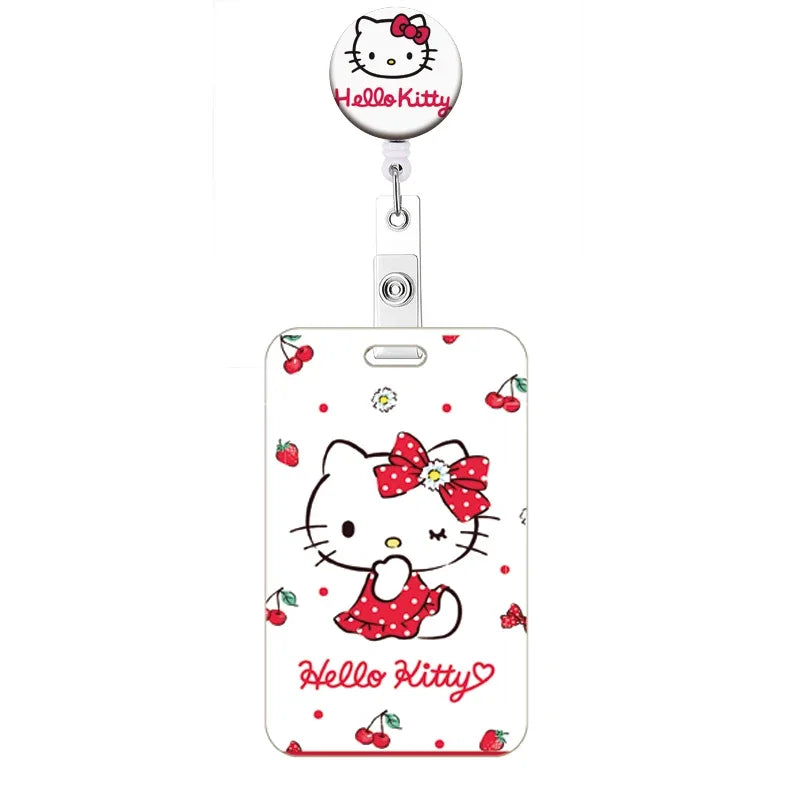 Cartoon Hello Kitty Retractable Clip ID Card Holder Women Door Badge Reel Yoyo Girls Cardholders Nurse Hang Credential Buckle