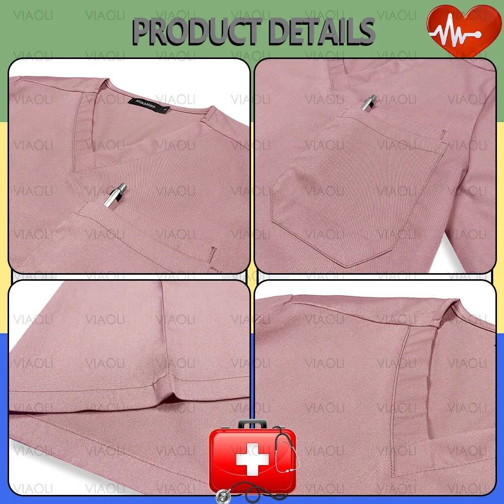 S-XXXL Hospital Clinical Workwear Nurse Uniforms Scrub Set Unisex Shirt Straight Pants Nursing Accessories Medical Surgical Wear