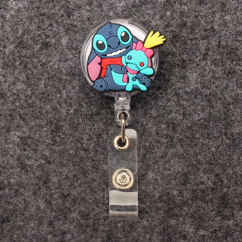 Colorful Funny Cute Stitch Style Retractable Badge Reel Nurse Doctor Card Holder Office Hospital Supplies Card Accessories