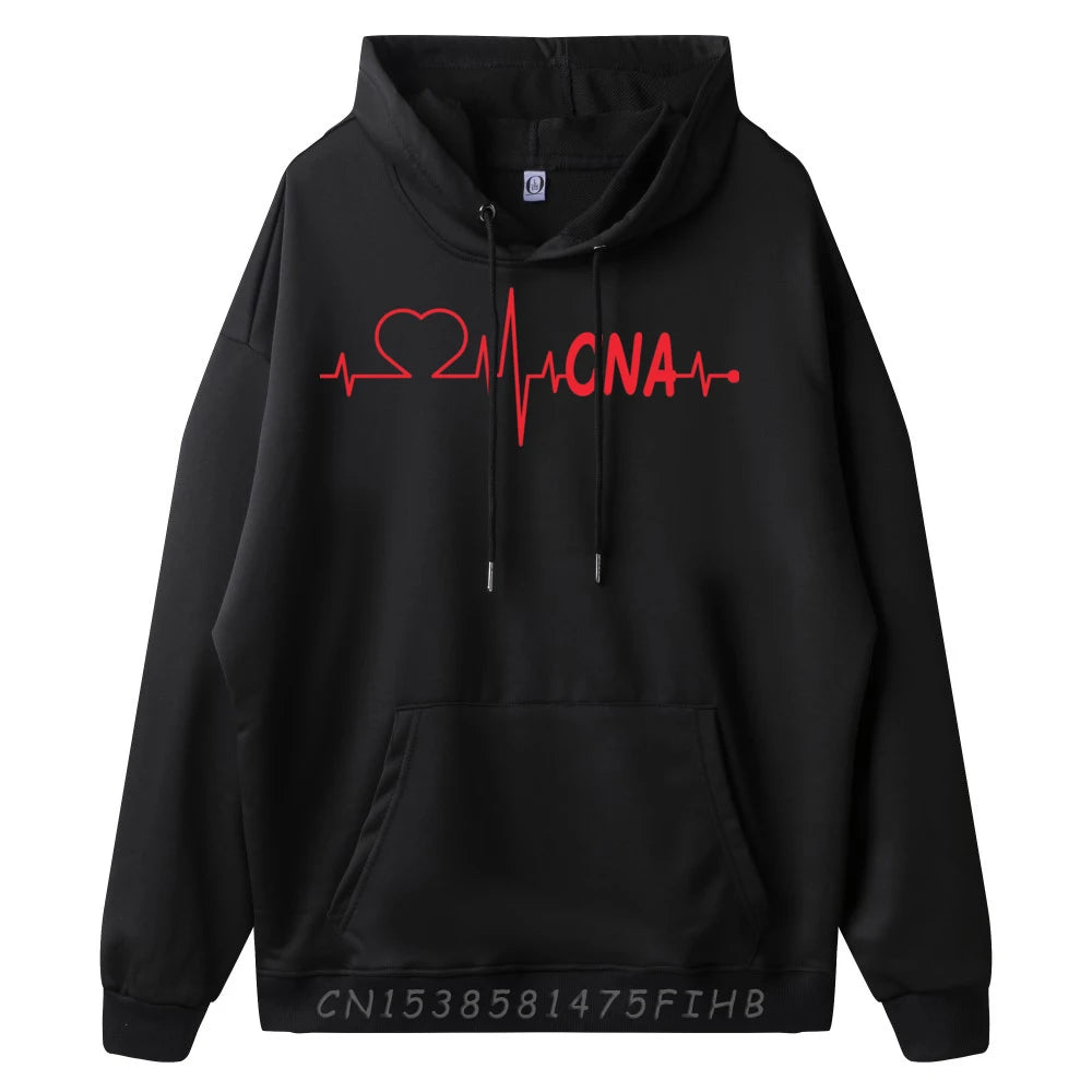 CNA Certified Nursing Assistant Medical Nurse job Heartbeat Men Sweatshirts High Quality Polyester Fiber Hoodies Men Halloween