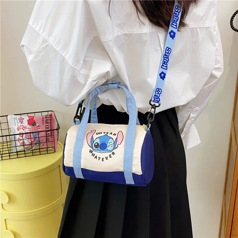 Cute Stitch Nylon Bucket Bag Portable Cartoon Shoulder Bag Fashion Women Casual Outdoor Satchel Tote Handbag Girl Birthday Gift