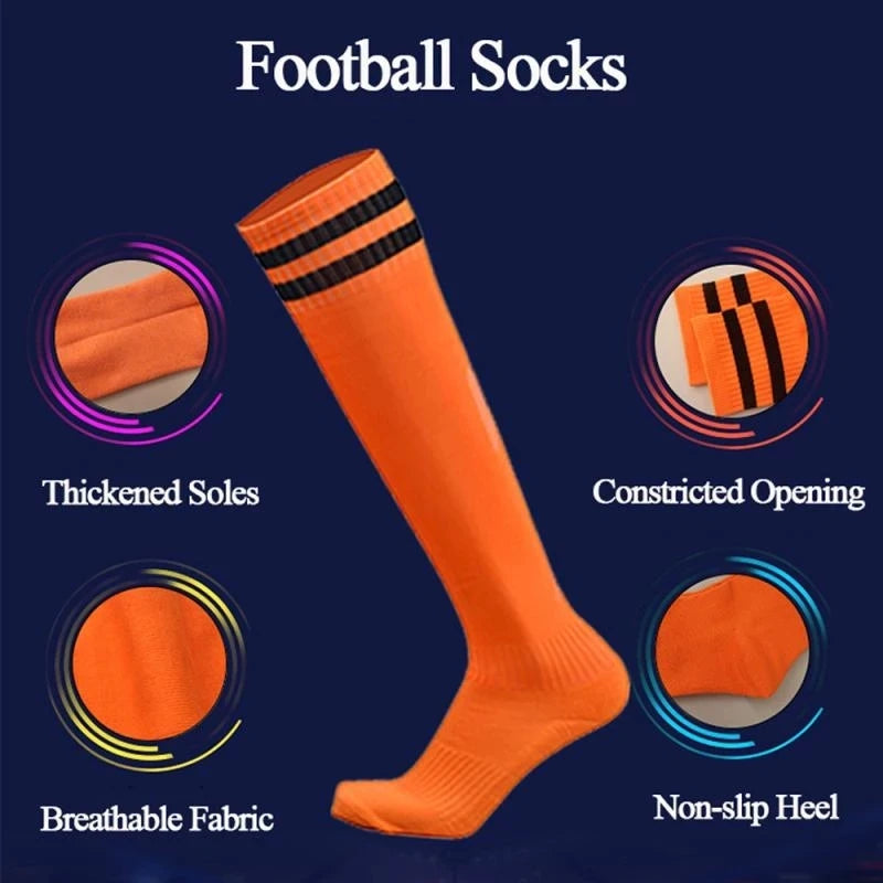 Compression Socks Unisex Football Socks Non-slip Long Tube Knee High Stockings Socks Striped Soccer Socks Running Sports Socks