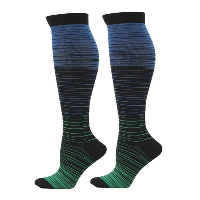 Pressure Socks Striped Gradient Compression Stockings for Men and Women Compression Socks for Cycling Sport