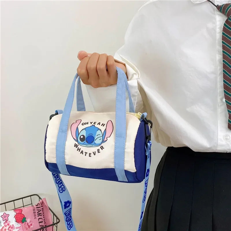 Cute Stitch Nylon Bucket Bag Portable Cartoon Shoulder Bag Fashion Women Casual Outdoor Satchel Tote Handbag Girl Birthday Gift