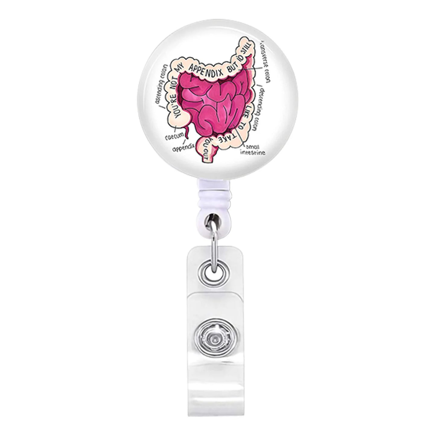 Acrylic English Badge Holder Clip Rotating Alligator Clip Retractable Badge Reel For Doctor Nurse Teacher Student Halloween Gift