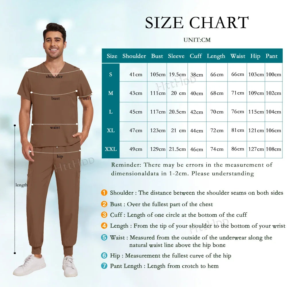 Men Women Unisex Nurse Surgical Scrubs Suits Doctor Medical Hospital Uniform Top Jogger Pants Scrubs Nursing Veterinary Uniforms