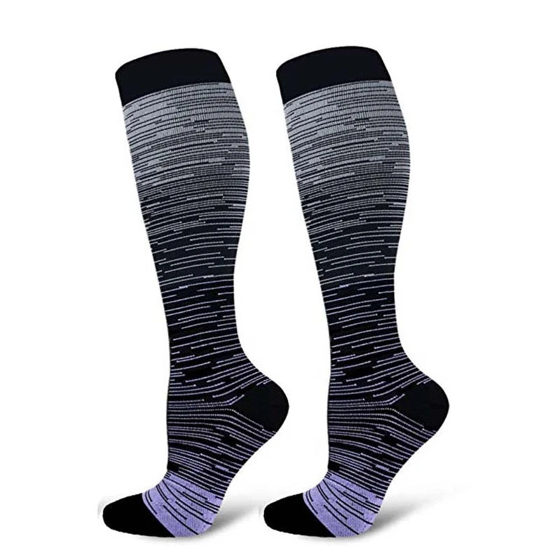 Pressure Socks Striped Gradient Compression Stockings for Men and Women Compression Socks for Cycling Sport