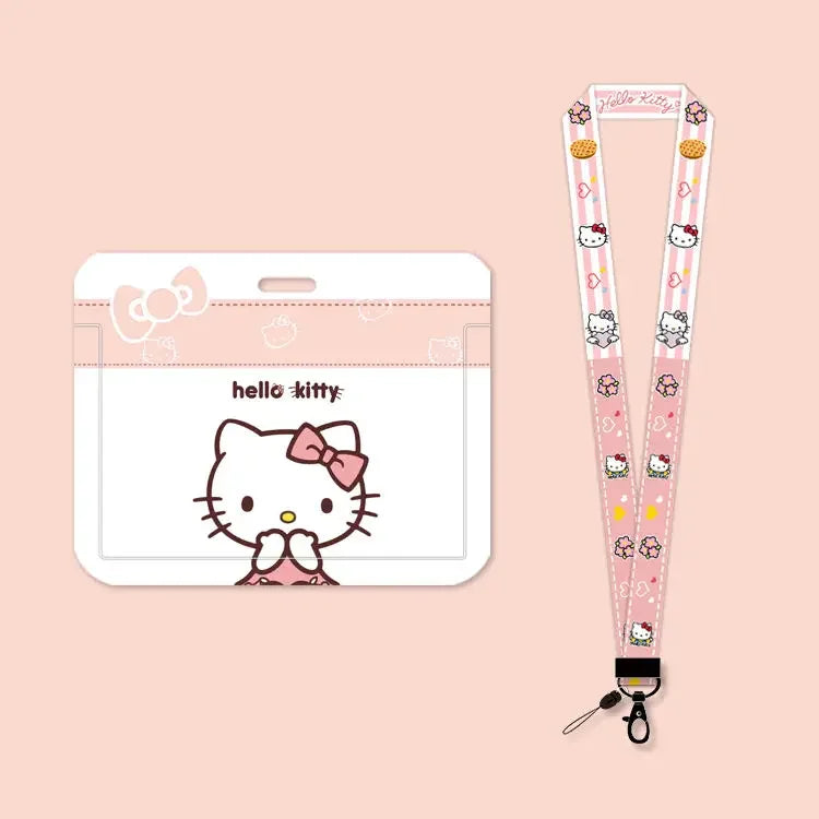 Anime Sanrio Cute Girl Heart Card Holder Set Hello Kitty Doctor Nurse ID Cards Listing Badge Lanyard  Buckle Retractable ID Card