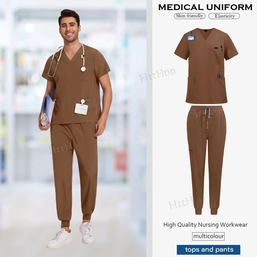 Niaahinn Uniforms High Quality Medical Nursing Scrub Unisex Pet Beauty Dental Clinic Nurses Uniform Multicolour Mens Scrubs Sets