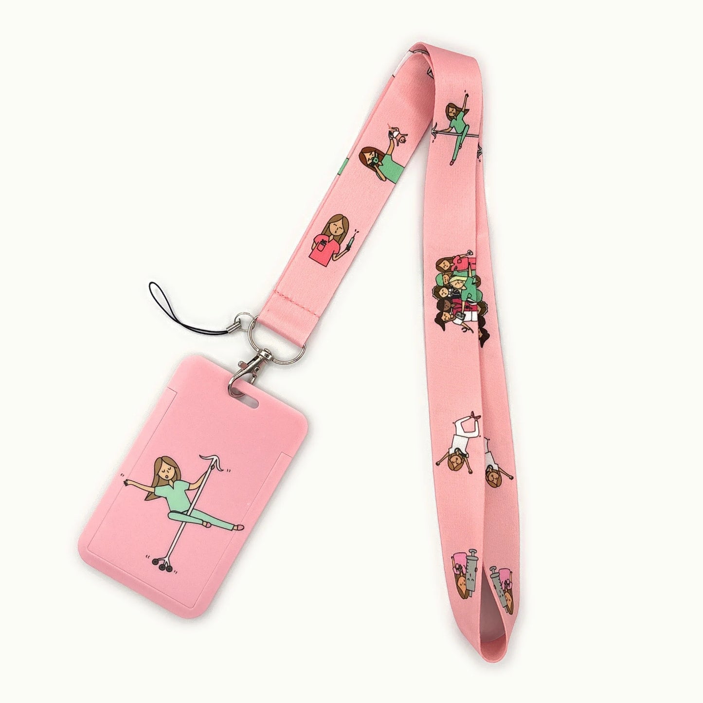 Nurse Life Lanyard Credit Card Holder Neck Strap Cartoon Business Keychain Hang Rope ID Badge Holder Lariat Lasso