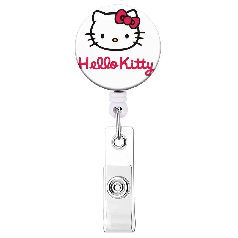 Cartoon Hello Kitty Retractable Clip ID Card Holder Women Door Badge Reel Yoyo Girls Cardholders Nurse Hang Credential Buckle