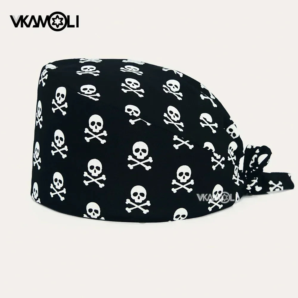 halloween print surgical caps woman and man medical scrubs cap skull print surgery cap shop lab beauty work accessories