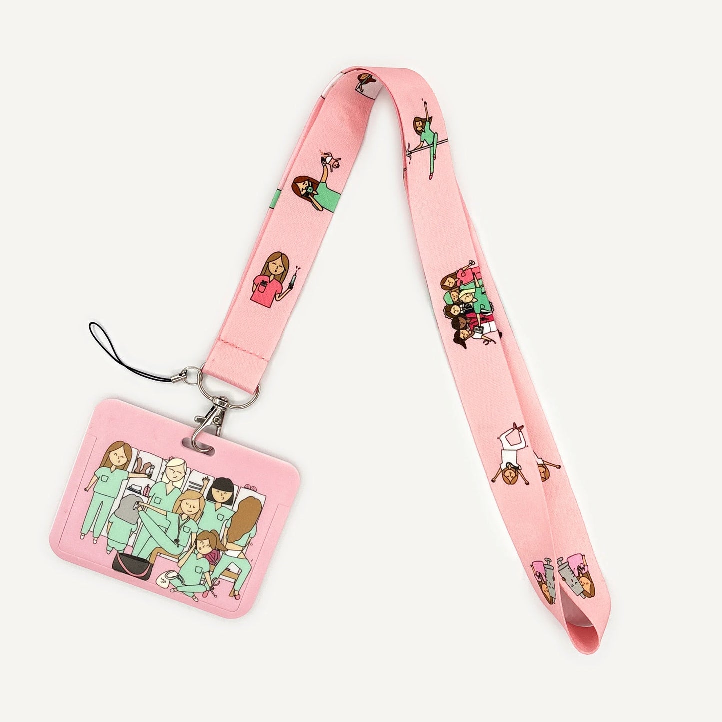 Nurse Life Lanyard Credit Card Holder Neck Strap Cartoon Business Keychain Hang Rope ID Badge Holder Lariat Lasso