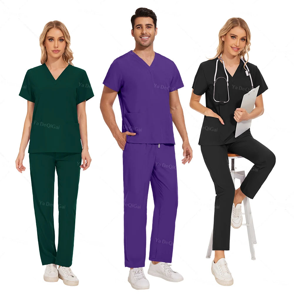 Hot Sale Wrinkle Resistant Hospital Clinical Uniforms Wholesale Work Top Pants Medical Scrubs Nurse Uniforms Unisex Nursing Set